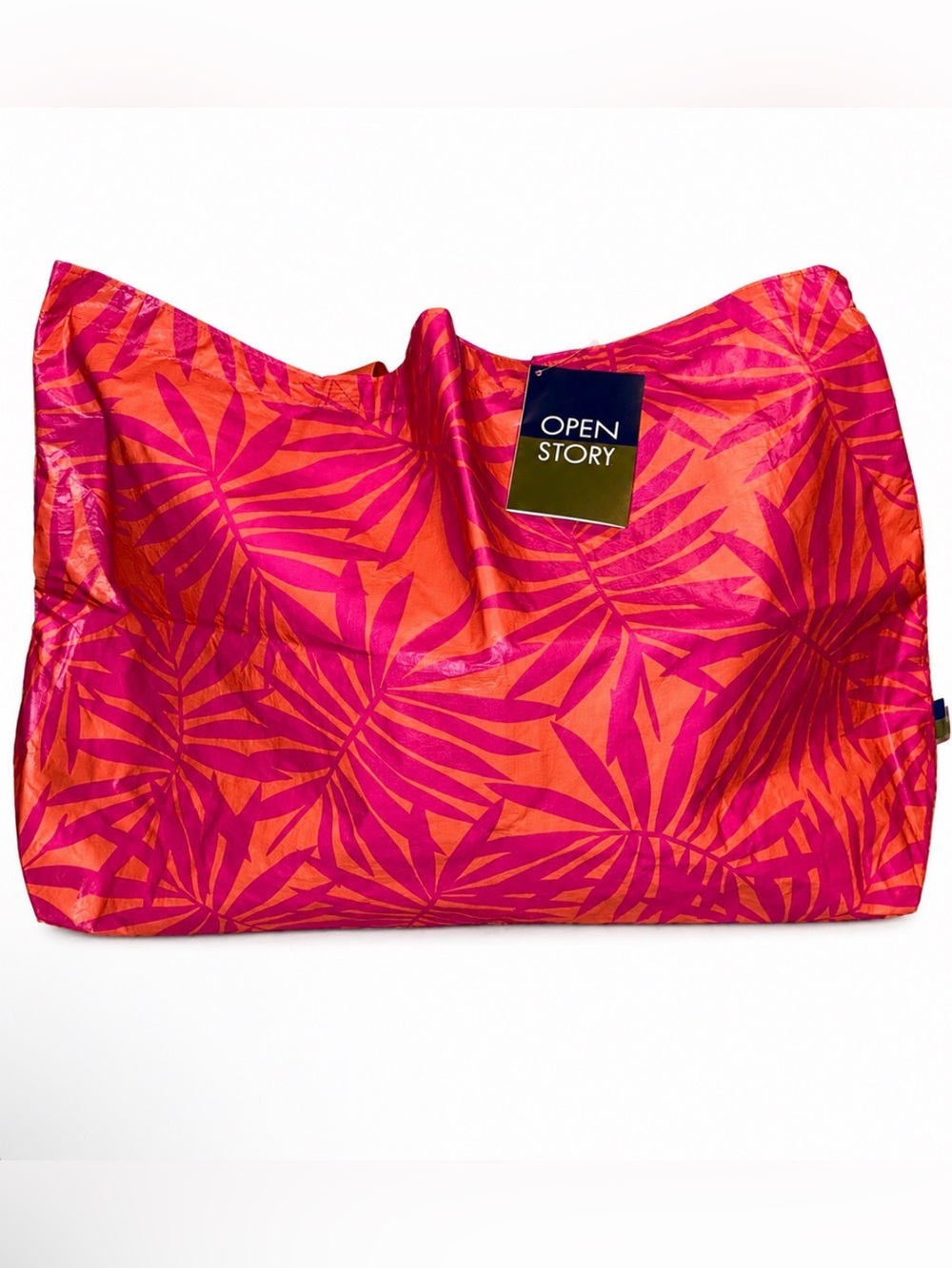 Pink & Orange Tropical Tote Bag 19”Lx7”Wx14 1/2”H - Picture 1 of 5